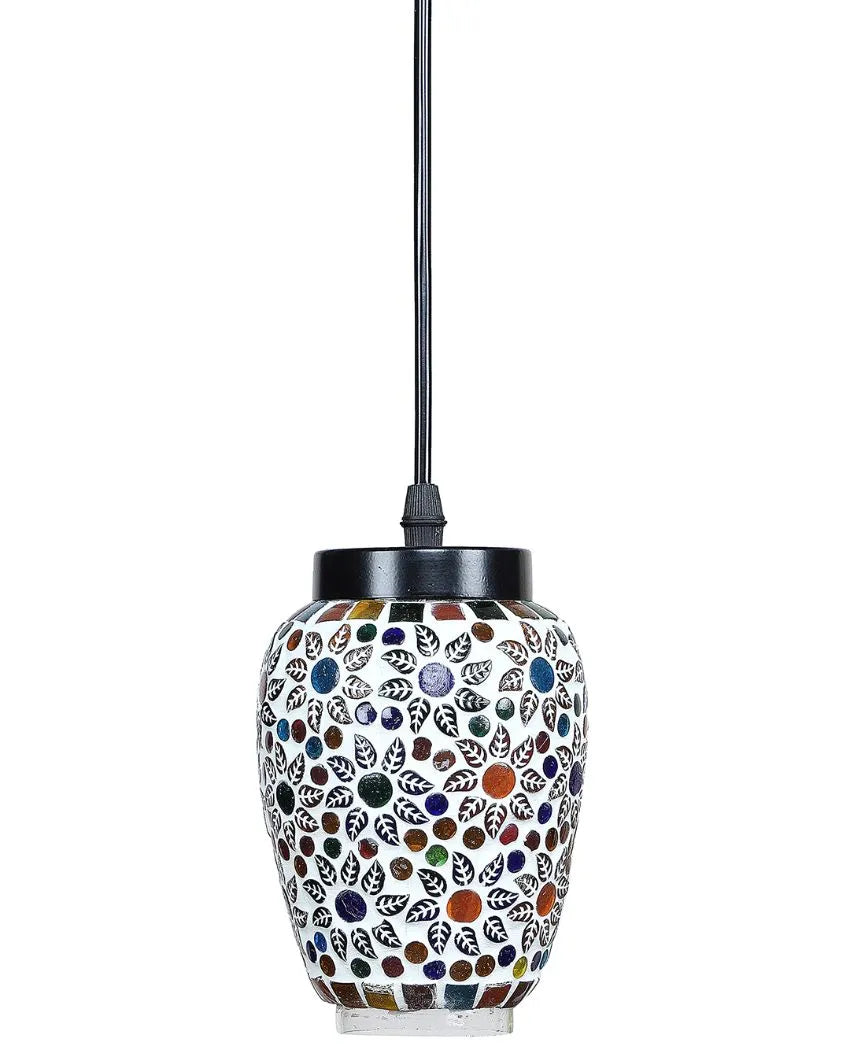 Multicolor Floral Design Mosaic Glass Hanging Lamp | 4 x 20 inches