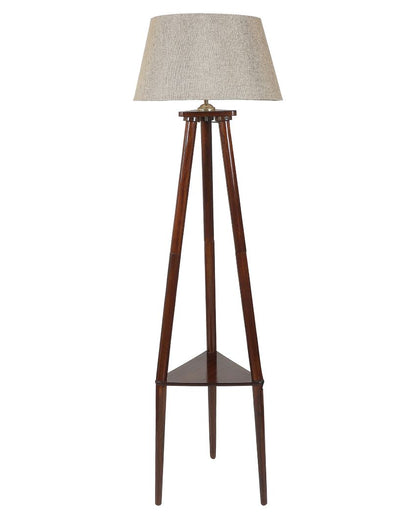 Undying Style Mango Wood Base Floor Lamp with Jute Shade | Bulb Not Included | 14 x 14 x 60 inches