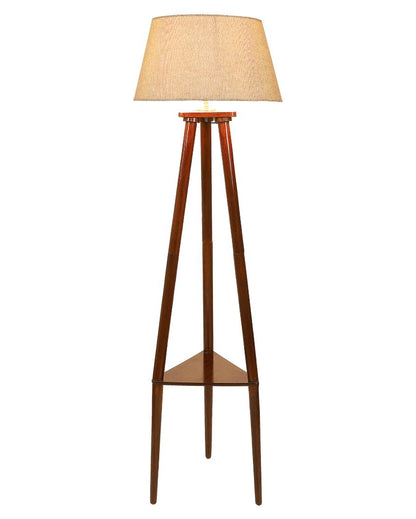 Undying Style Mango Wood Base Floor Lamp with Jute Shade | Bulb Not Included | 14 x 14 x 60 inches