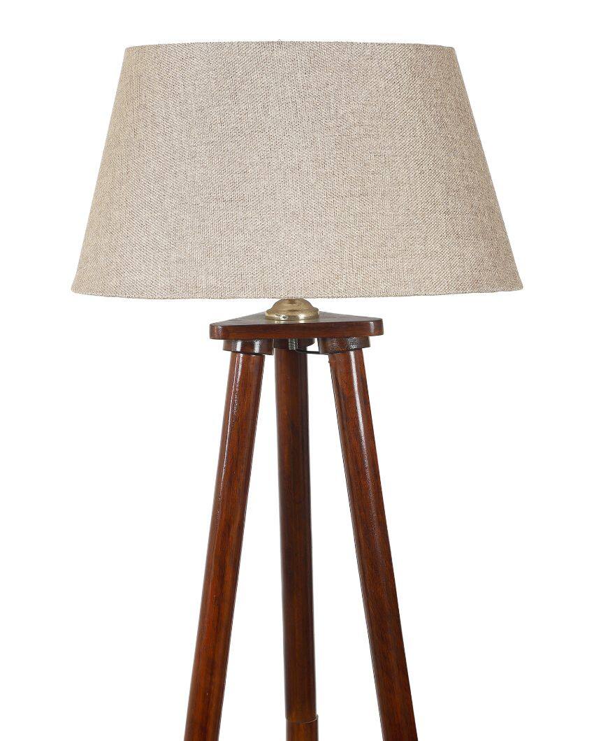 Undying Style Mango Wood Base Floor Lamp with Jute Shade | Bulb Not Included | 14 x 14 x 60 inches