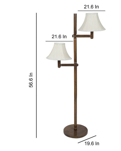 Aesthetic Mango Wood Base Floor Lamp with Cotton Dual Shade | Bulb Not Included | 21 x 21 x 57 inches