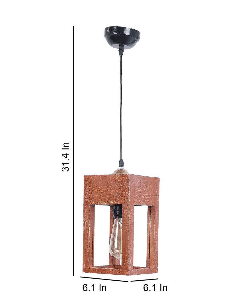 Beautiful Wall Hanging Lamp with Mango Wooden Shade | Bulb Not Included | 6 x 6 x 31 inches