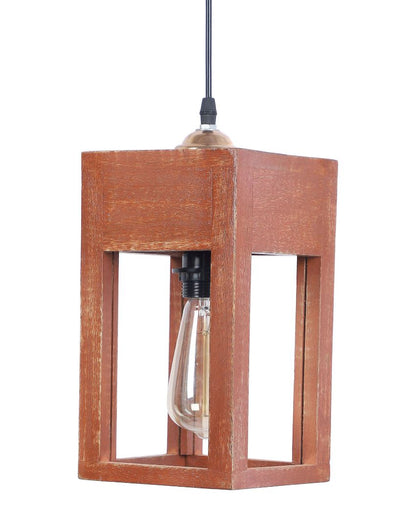 Beautiful Wall Hanging Lamp with Mango Wooden Shade | Bulb Not Included | 6 x 6 x 31 inches