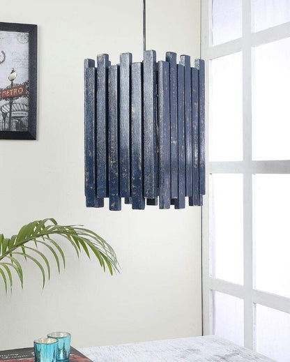 Unique Design Wall Hanging Lamp with Mango Wooden Shade | Bulb Not Included | 8 x 8 x 30 inches