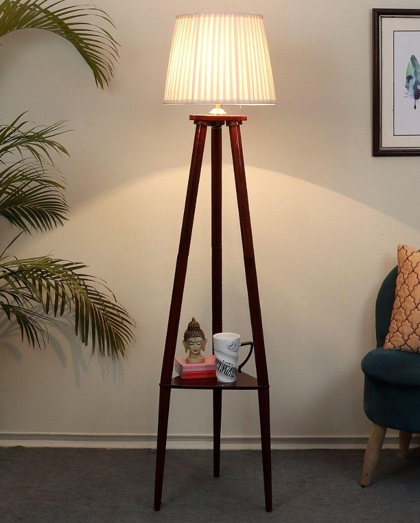 Perennial Appeal Mango Wood Base Floor Lamp with Polycotton Shade | Bulb Not Included | 14 x 14 x 50 inches