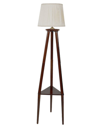 Perennial Appeal Mango Wood Base Floor Lamp with Polycotton Shade | Bulb Not Included | 14 x 14 x 50 inches