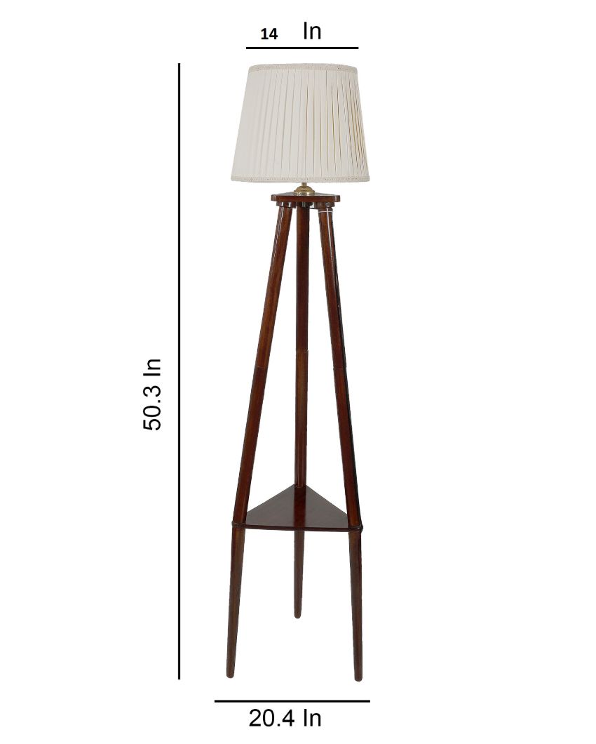 Perennial Appeal Mango Wood Base Floor Lamp with Polycotton Shade | Bulb Not Included | 14 x 14 x 50 inches