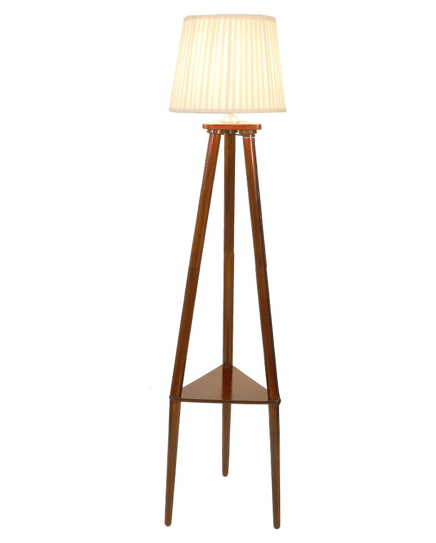 Perennial Appeal Mango Wood Base Floor Lamp with Polycotton Shade | Bulb Not Included | 14 x 14 x 50 inches