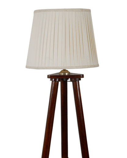 Perennial Appeal Mango Wood Base Floor Lamp with Polycotton Shade | Bulb Not Included | 14 x 14 x 50 inches