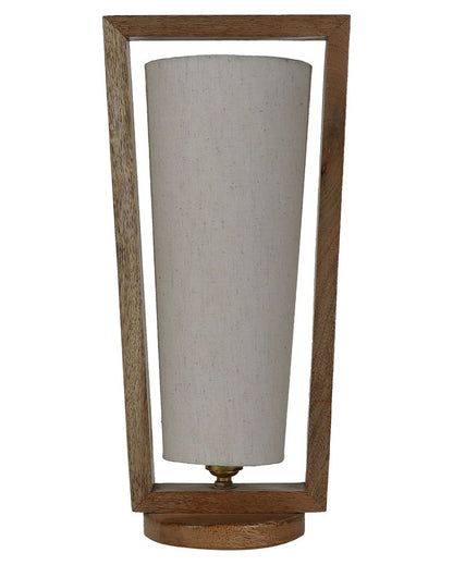 Intriguing Mango Wood Base Table Lamp with Cotton Shade | Bulb Not Included | 5 x 7 x 16 inches