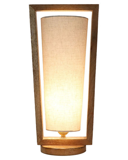 Intriguing Mango Wood Base Table Lamp with Cotton Shade | Bulb Not Included | 5 x 7 x 16 inches