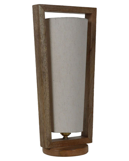 Intriguing Mango Wood Base Table Lamp with Cotton Shade | Bulb Not Included | 5 x 7 x 16 inches