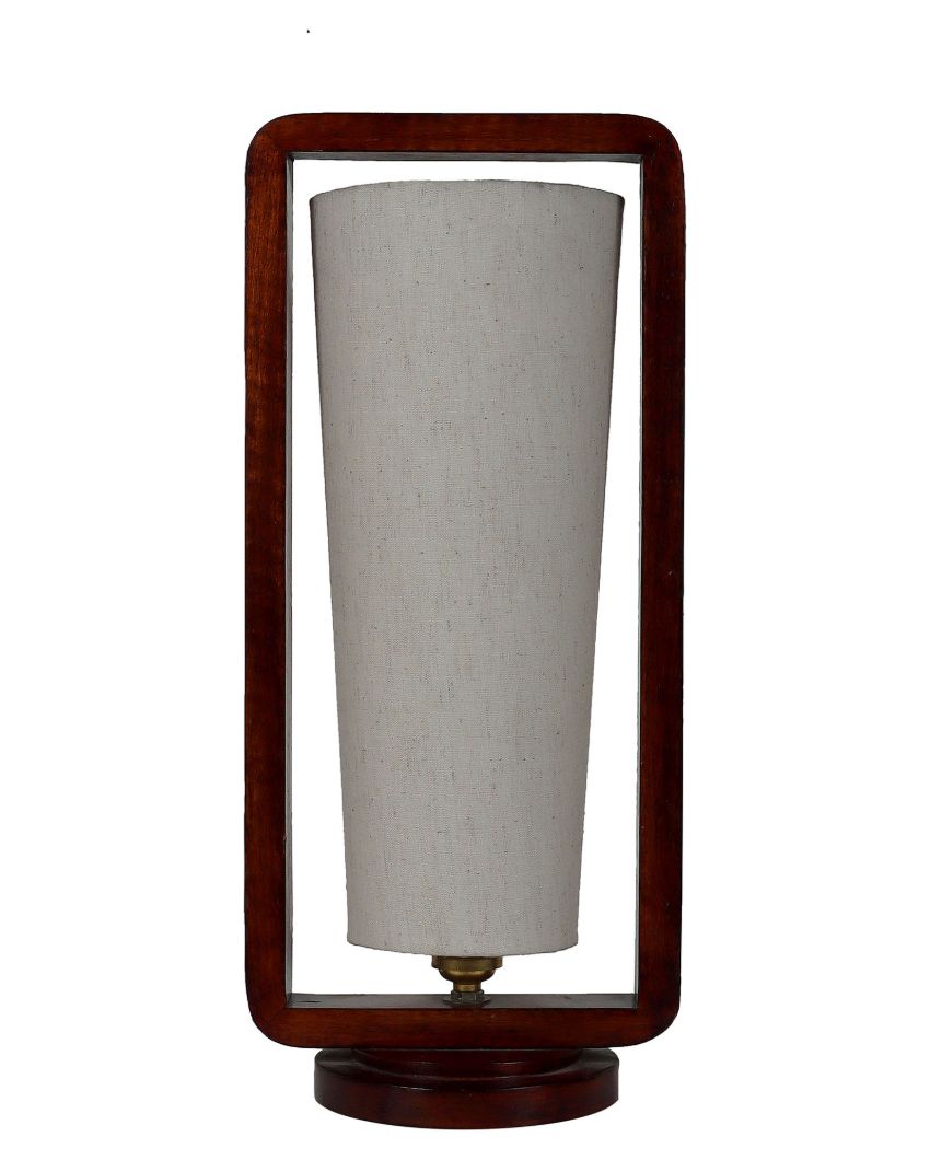 Attention-grabbing Mango Wood Base Table Lamp with Cotton Shade | Bulb Not Included | 5 x 7 x 16 inches