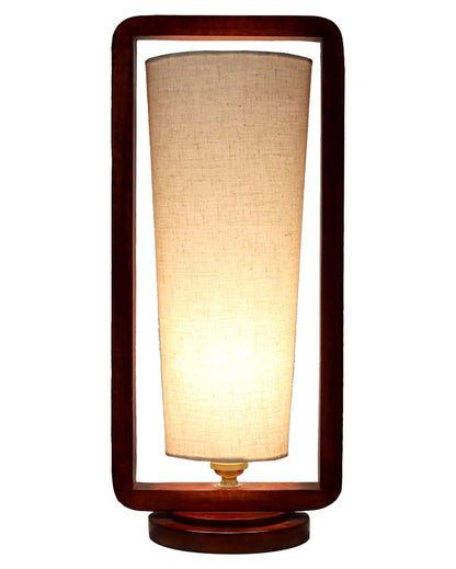 Attention-grabbing Mango Wood Base Table Lamp with Cotton Shade | Bulb Not Included | 5 x 7 x 16 inches