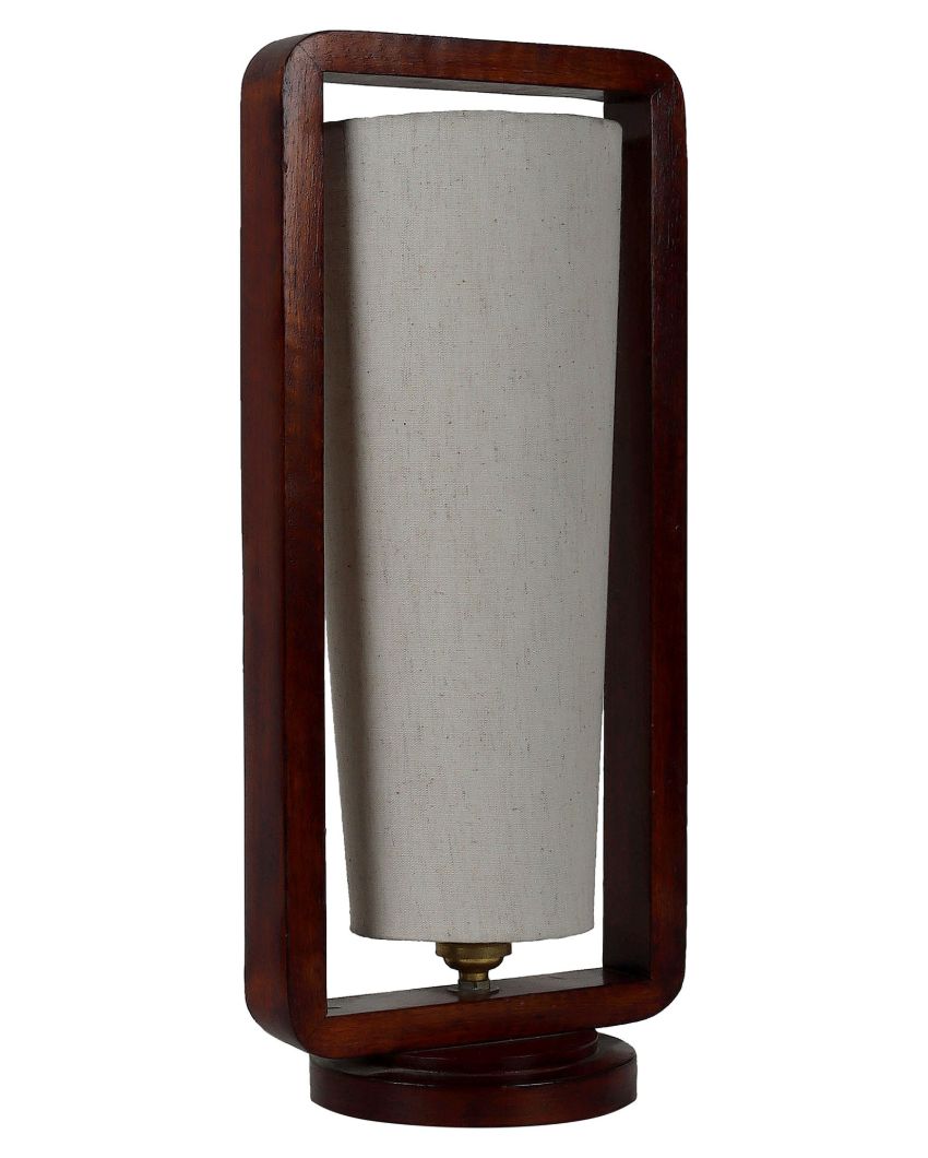 Attention-grabbing Mango Wood Base Table Lamp with Cotton Shade | Bulb Not Included | 5 x 7 x 16 inches