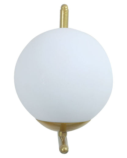 Homely Elegance Metal Wall Lamp with Milky White Glass Shade | Bulb Not Included | 6 x 8 x 7 inches