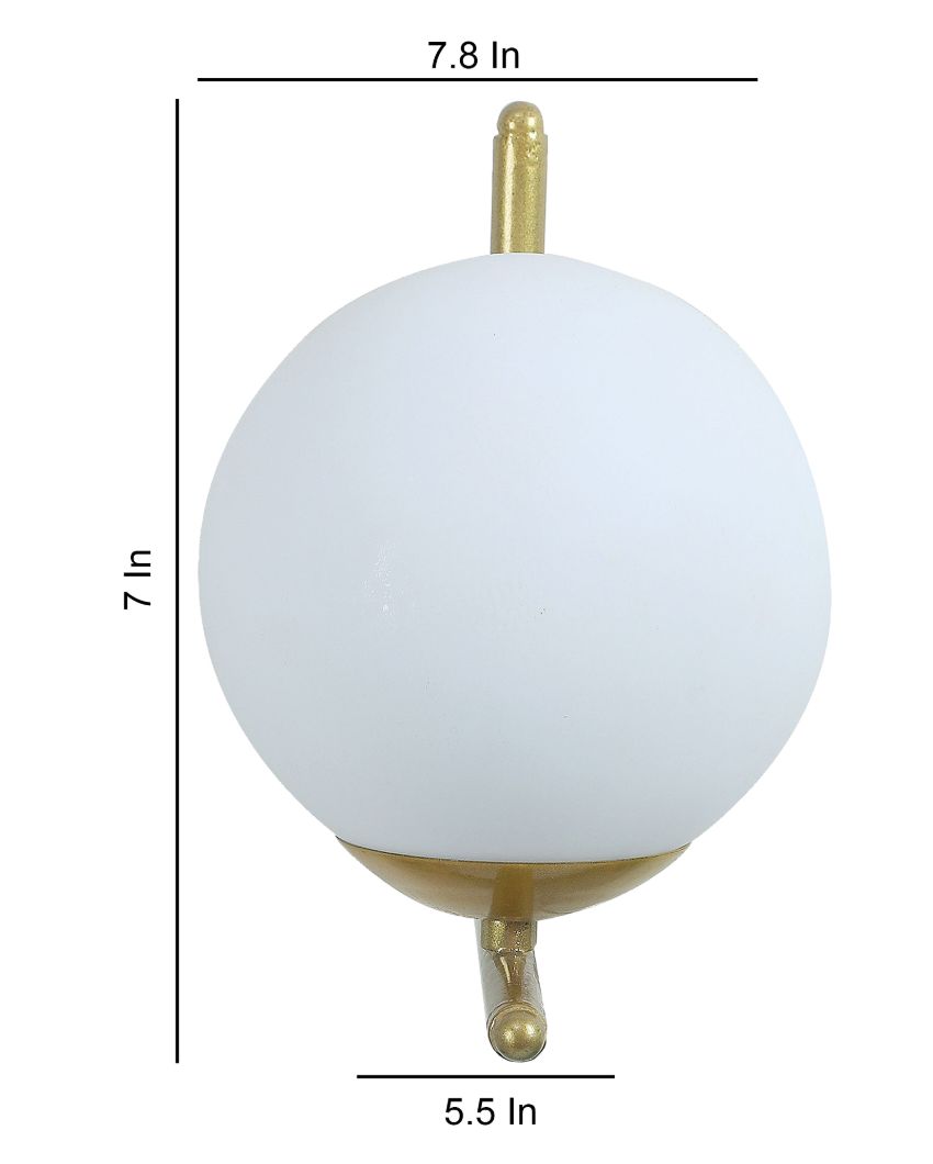 Homely Elegance Metal Wall Lamp with Milky White Glass Shade | Bulb Not Included | 6 x 8 x 7 inches