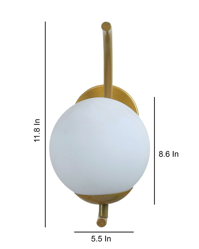 Full Moon Metal Wall Lamp with Milky White Glass Shade | Bulb Not Included | 6 x 9 x 12 inches