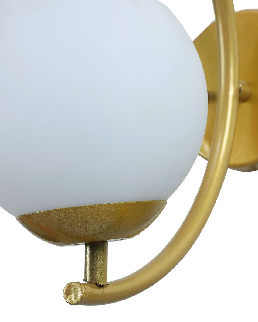 Full Moon Metal Wall Lamp with Milky White Glass Shade | Bulb Not Included | 6 x 9 x 12 inches