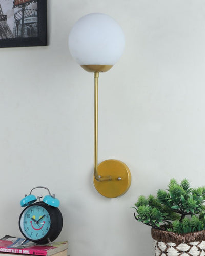 Modern Metal Wall Lamp with Milky White Glass Shade | Bulb Not Included | 6 x 6 x 19 inches