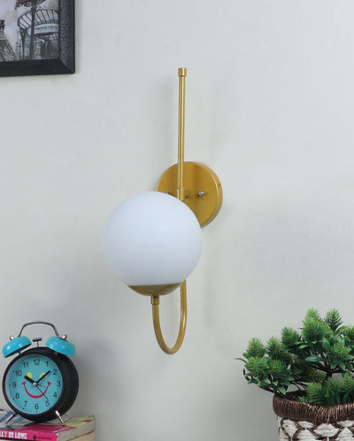 Art Deco Metal Wall Lamp with Milky White Glass Shade | Bulb Not Included | 6 x 6 x 17 inches