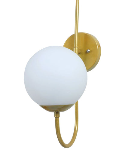 Art Deco Metal Wall Lamp with Milky White Glass Shade | Bulb Not Included | 6 x 6 x 17 inches