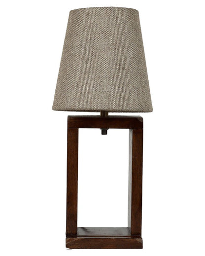 Luxury Design Mango Wood Base Table Lamp with Cotton Shade | Bulb Not Included | 6 x 6 x 14 inches