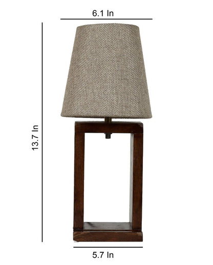 Luxury Design Mango Wood Base Table Lamp with Cotton Shade | Bulb Not Included | 6 x 6 x 14 inches