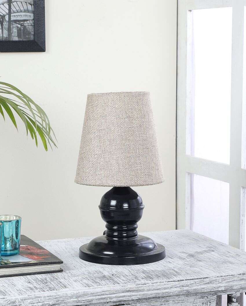 Refined Craftsmanship Mango Metal Base Table Lamp with Cotton Shade | Bulb Not Included | 6 x 6 x 11 inches