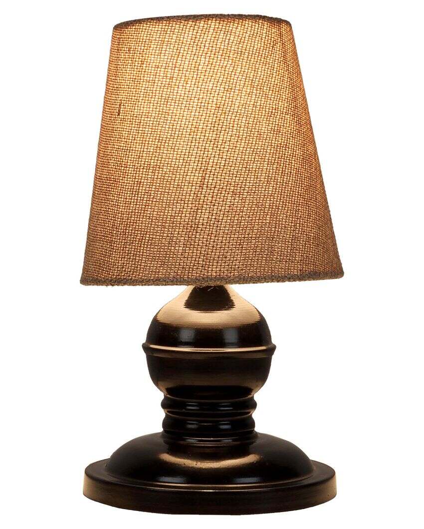 Refined Craftsmanship Mango Metal Base Table Lamp with Cotton Shade | Bulb Not Included | 6 x 6 x 11 inches