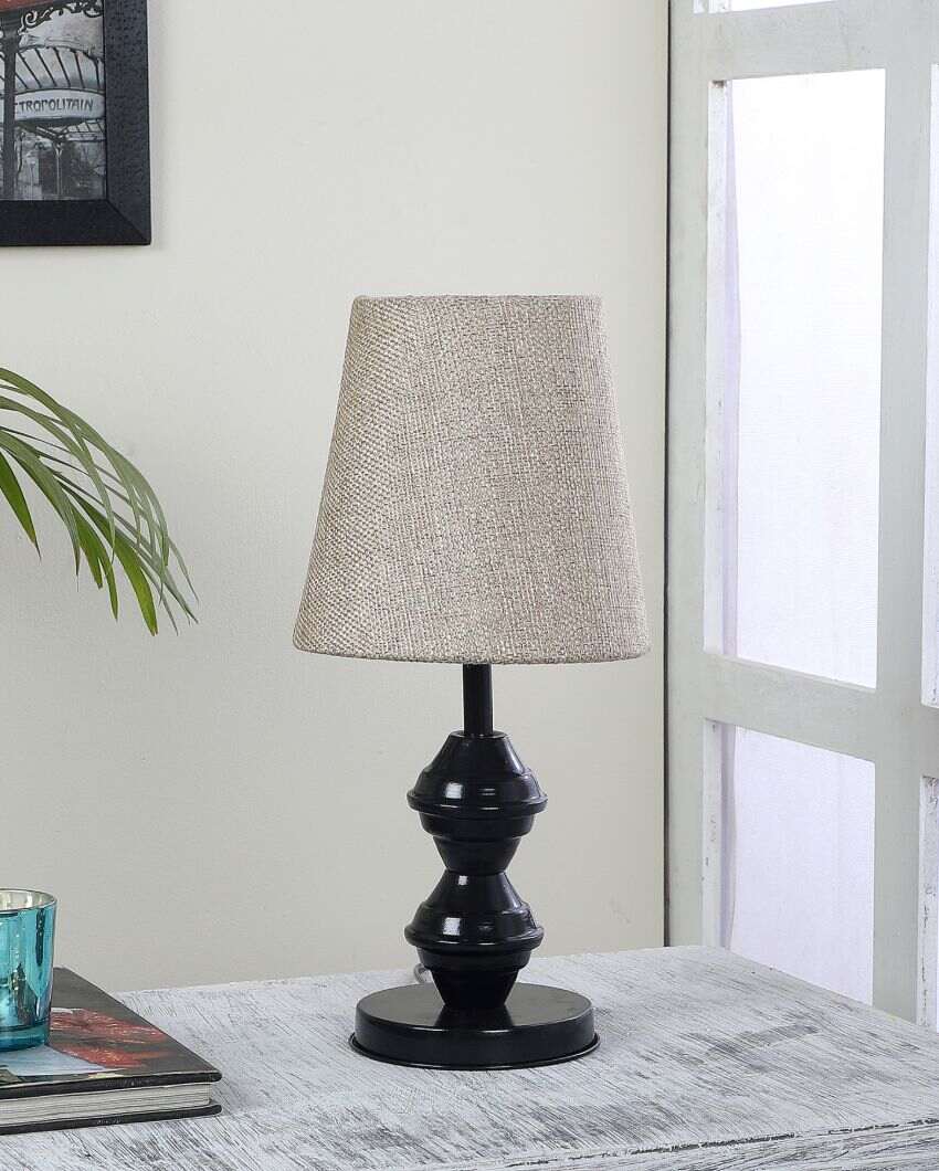 Chic Styling Craftsmanship Mango Metal Base Table Lamp with  Cotton Shade | Bulb Not Included | 6 x 6 x 13 inches