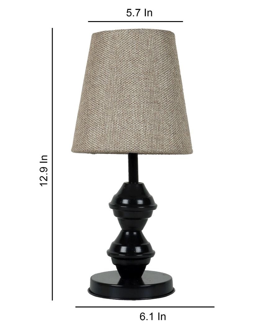 Chic Styling Craftsmanship Mango Metal Base Table Lamp with  Cotton Shade | Bulb Not Included | 6 x 6 x 13 inches