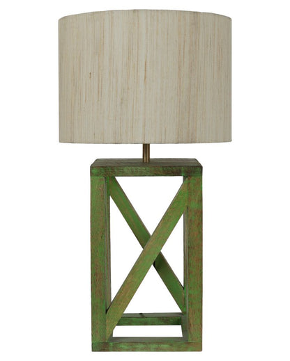 Timeless Appeal Craftsmanship Mango Wood Base Table Lamp with  Cotton Shade | Bulb Not Included | 11 x 11 x 22 inches