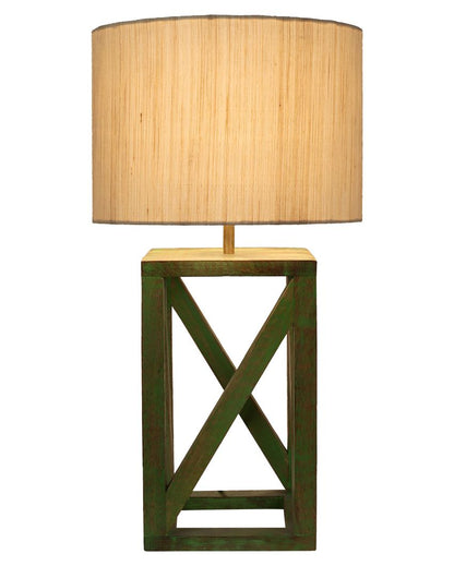 Timeless Appeal Craftsmanship Mango Wood Base Table Lamp with  Cotton Shade | Bulb Not Included | 11 x 11 x 22 inches