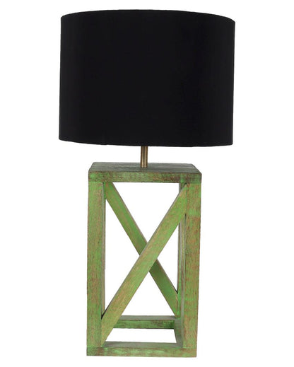 Timeless Appeal Craftsmanship Mango Wood Base Table Lamp with  Cotton Shade | Bulb Not Included | 11 x 11 x 22 inches