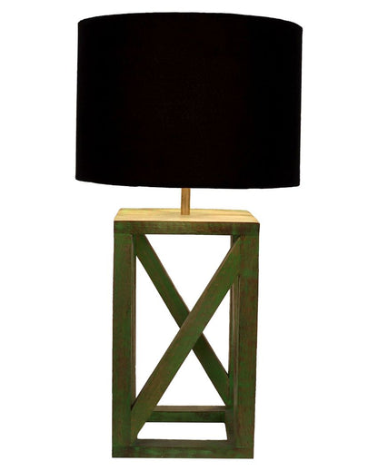 Timeless Appeal Craftsmanship Mango Wood Base Table Lamp with  Cotton Shade | Bulb Not Included | 11 x 11 x 22 inches