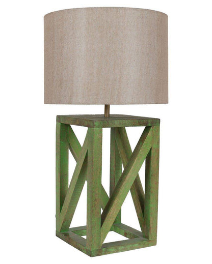 Timeless Appeal Craftsmanship Mango Wood Base Table Lamp with  Cotton Shade | Bulb Not Included | 11 x 11 x 22 inches