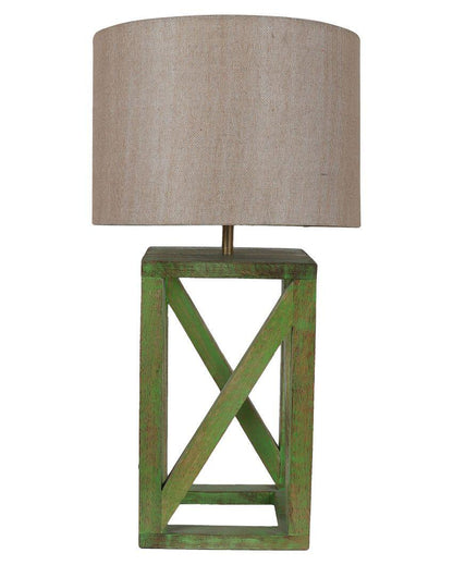 Timeless Appeal Craftsmanship Mango Wood Base Table Lamp with  Cotton Shade | Bulb Not Included | 11 x 11 x 22 inches