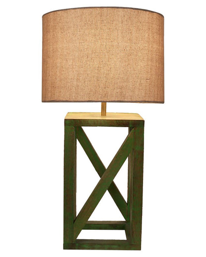 Timeless Appeal Craftsmanship Mango Wood Base Table Lamp with  Cotton Shade | Bulb Not Included | 11 x 11 x 22 inches