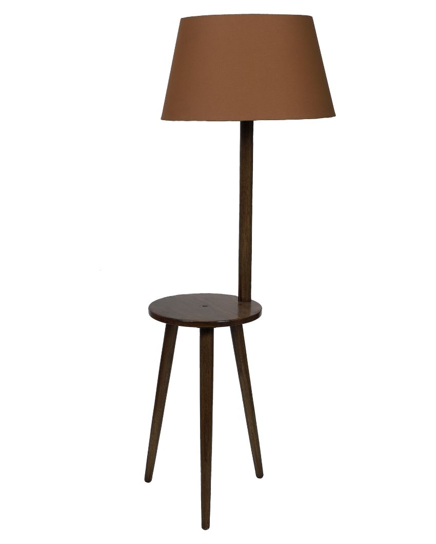 Table Design Mango Wood Base Floor Lamp with Cotton Shade | Bulb Not Included | 18 x 14 x 50 inches