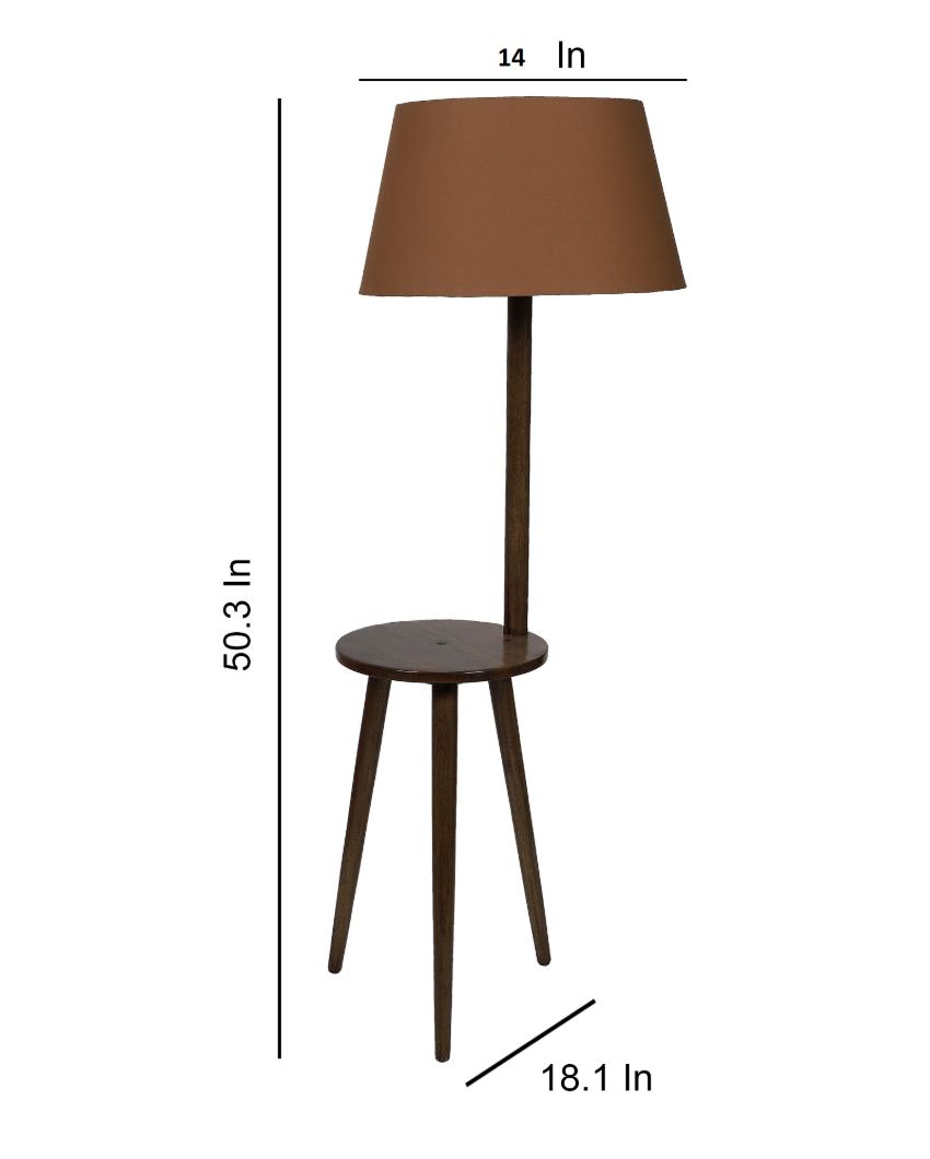 Table Design Mango Wood Base Floor Lamp with Cotton Shade | Bulb Not Included | 18 x 14 x 50 inches