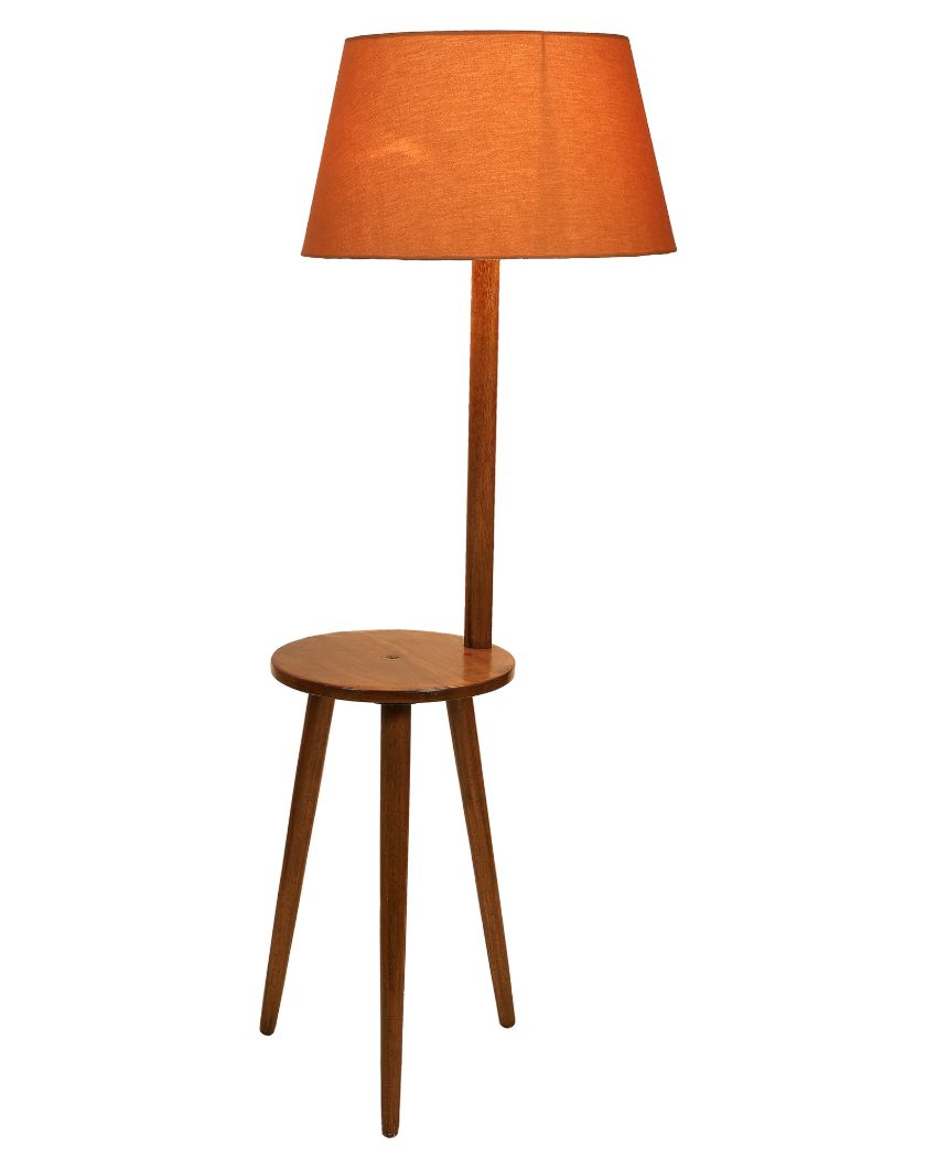 Table Design Mango Wood Base Floor Lamp with Cotton Shade | Bulb Not Included | 18 x 14 x 50 inches