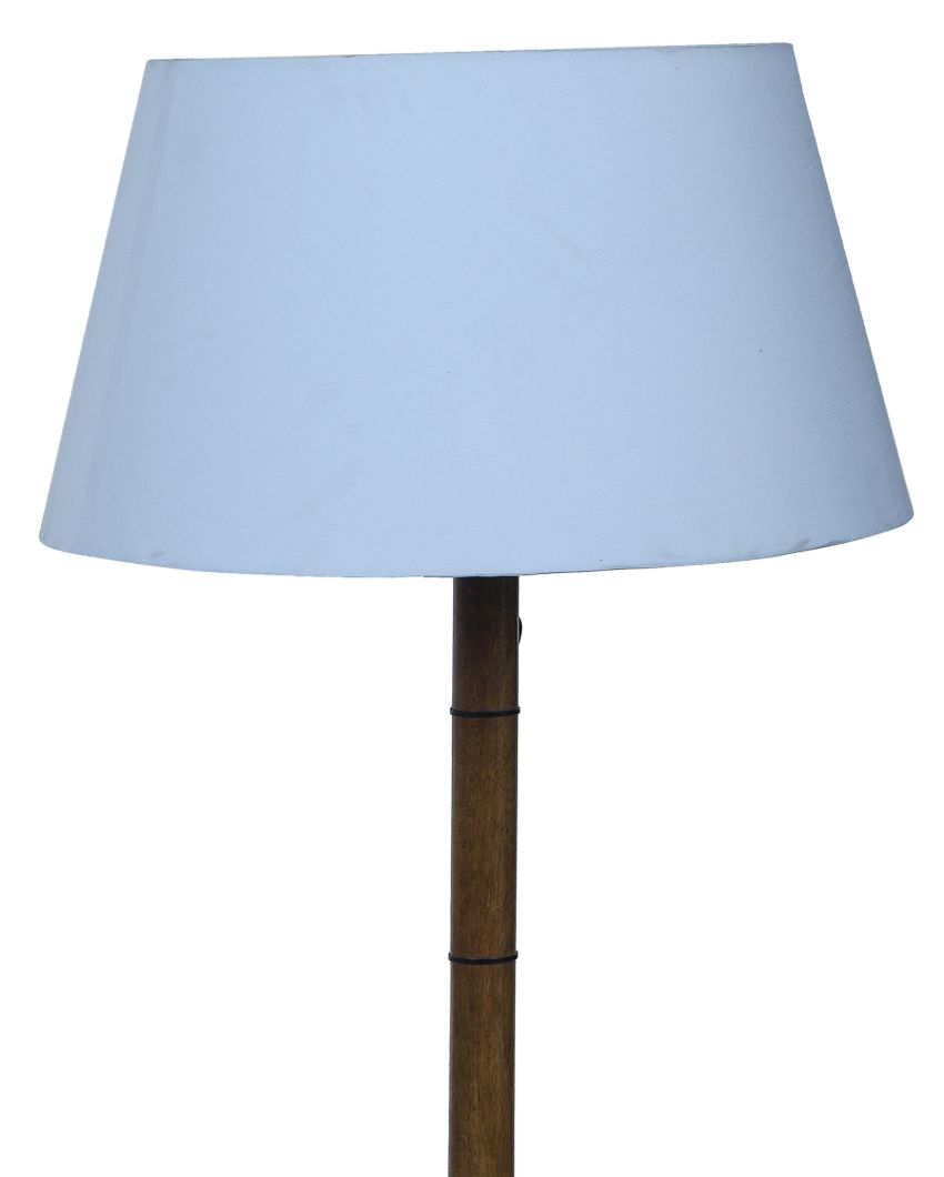 Table Design Mango Wood Base Floor Lamp with Cotton Shade | Bulb Not Included | 18 x 14 x 50 inches