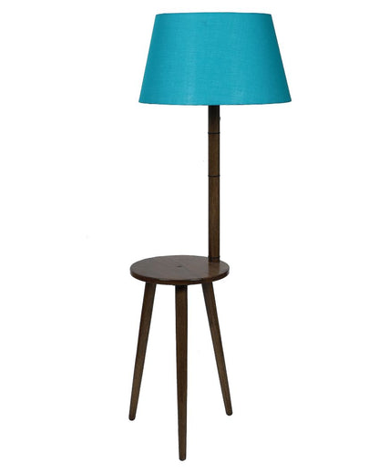 Table Design Mango Wood Base Floor Lamp with Cotton Shade | Bulb Not Included | 18 x 14 x 50 inches