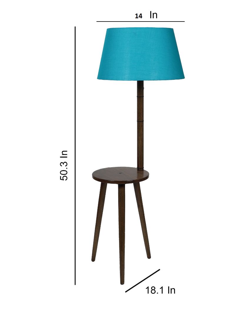 Table Design Mango Wood Base Floor Lamp with Cotton Shade | Bulb Not Included | 18 x 14 x 50 inches