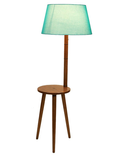 Table Design Mango Wood Base Floor Lamp with Cotton Shade | Bulb Not Included | 18 x 14 x 50 inches