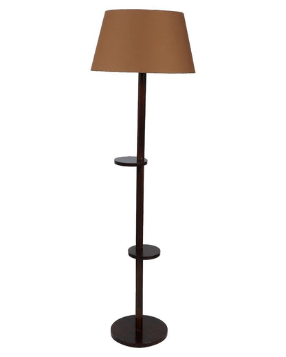 Time-honored Mango Wood Base Floor Lamp with Cotton Shade | Bulb Not Included | 14 x 14 x 59 inches