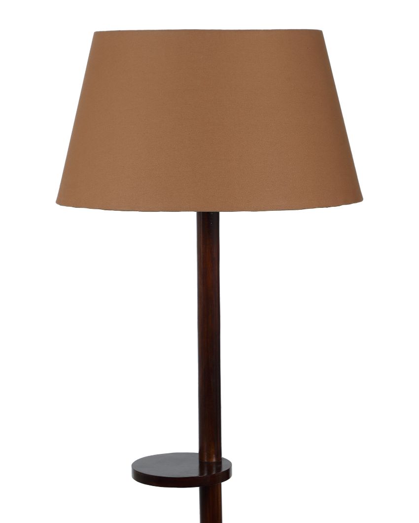 Time-honored Mango Wood Base Floor Lamp with Cotton Shade | Bulb Not Included | 14 x 14 x 59 inches