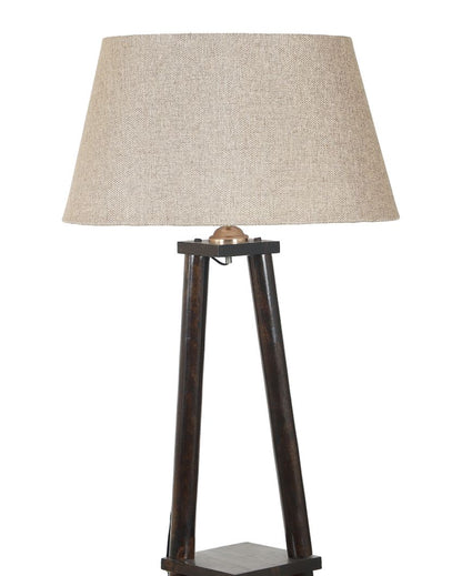 Antique Grace Mango Wood Base Floor Lamp with Jute Shade | Bulb Not Included | 14 x 14 x 60 inches