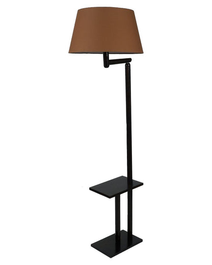 Unique Design Mango Wood Base Floor Lamp with Cotton Shade | Bulb Not Included | 18 x 14 x 62 inches